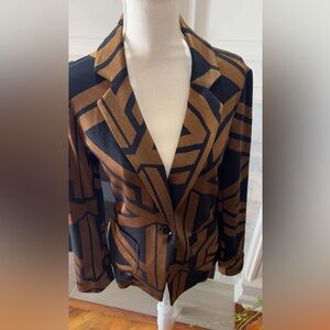 Geometric Black and Brown Women's Blazer